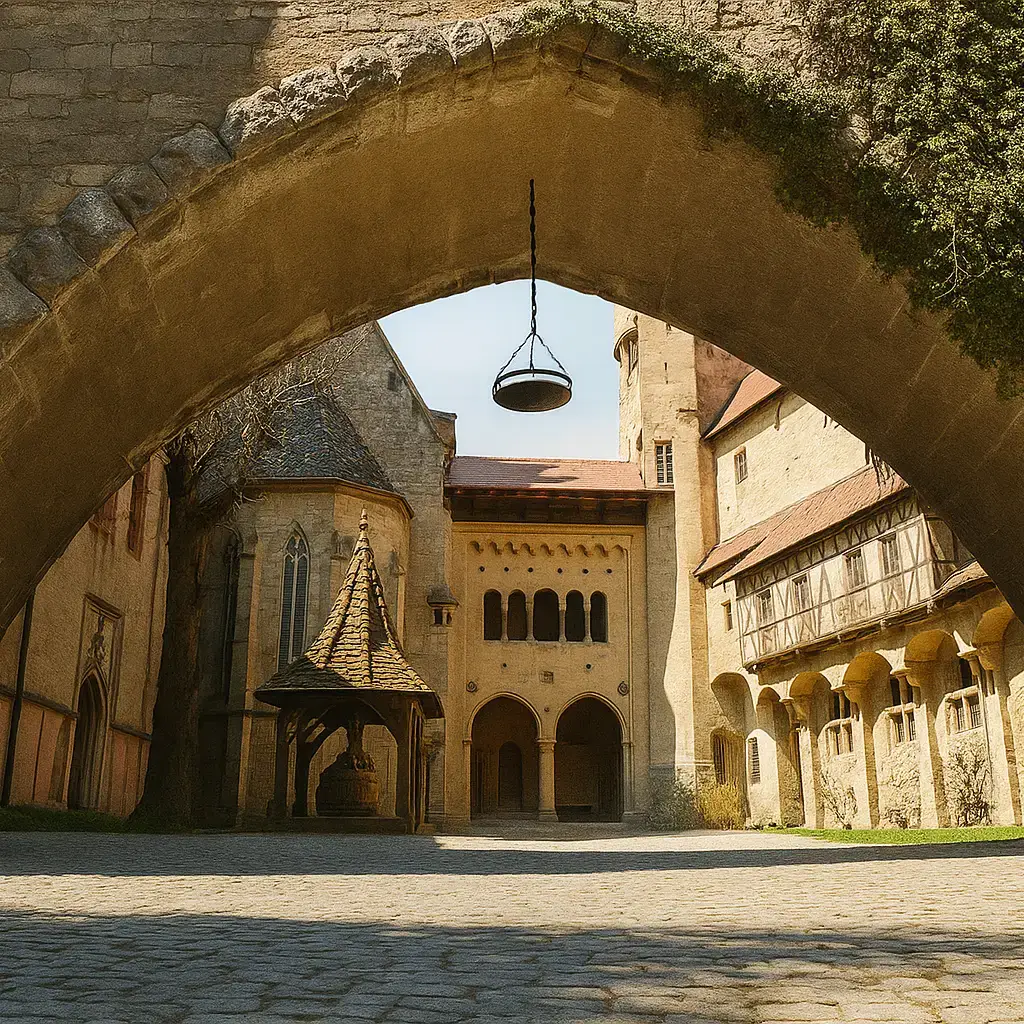 burg-kreuzenstein-mittelalterliche-burg-bei-wien-leobendorf-wiederaufbau-torbogen-innenhof